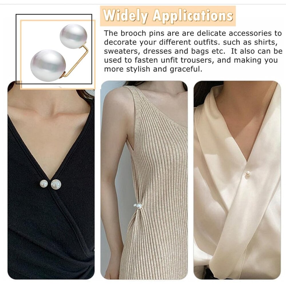 76 Pieces Pearl Brooch Pins Set, Scarf Ring Clips and Sweater Shawl Safety Pins - Picture 5 of 9